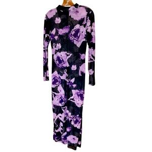 Layering Piece | Floral Print Mesh Maxi Dress  | Long Sleeve | Small